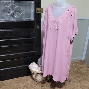 NWT DAVI & DANI Mauve Dress With Lace Details And Pockets Woman Size 2XL